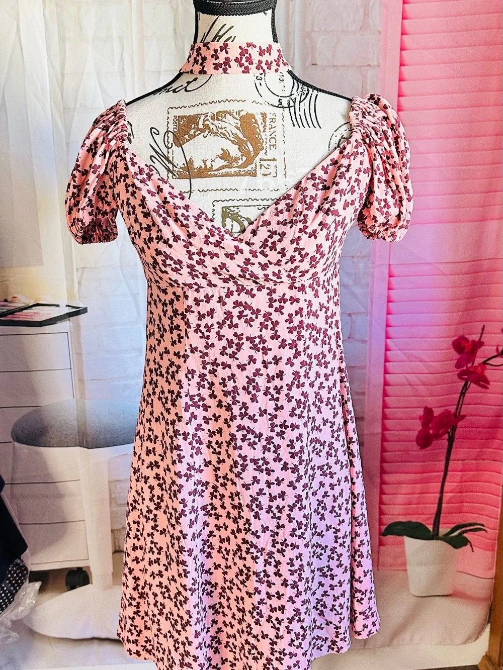 classic silhouette red dress Audrey Retro Dress Chocolate and Black Dots XL